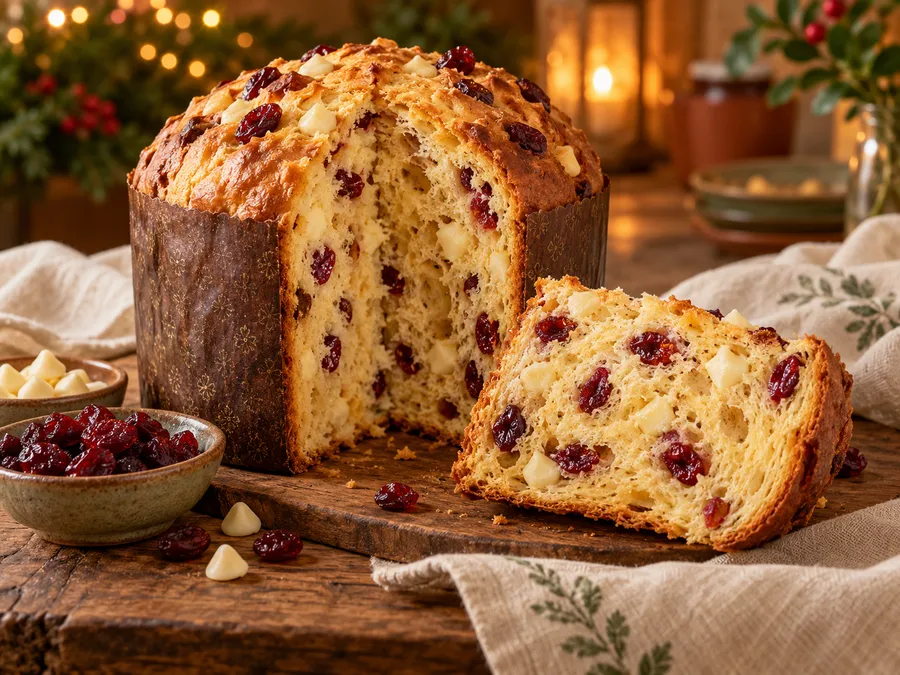 Panetone de cranberry e chocolate branco