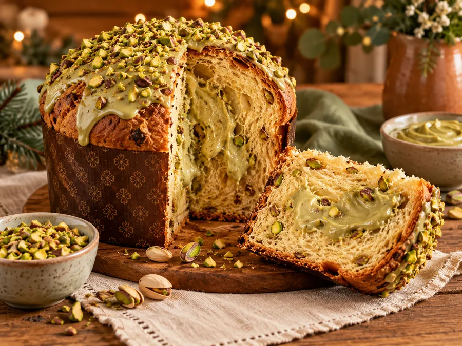 Panetone de pistache cremoso